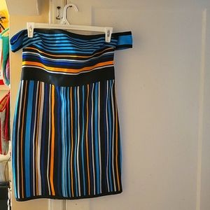 Blue/Yellow off the shoulder dress: size 1X